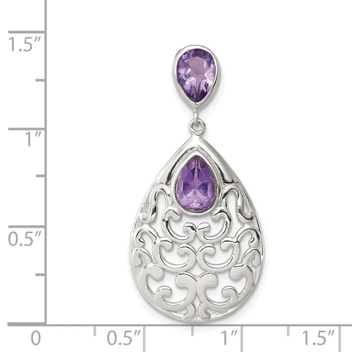 Sterling Silver Rhodiumplated Polished Amethyst Pendant Goldia Necklaces