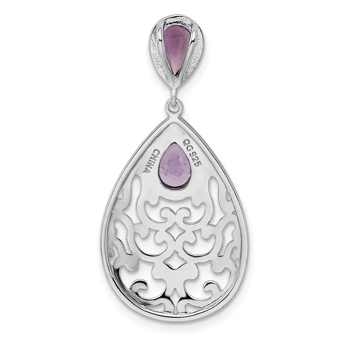 Sterling Silver Rhodiumplated Polished Amethyst Pendant Goldia Necklaces