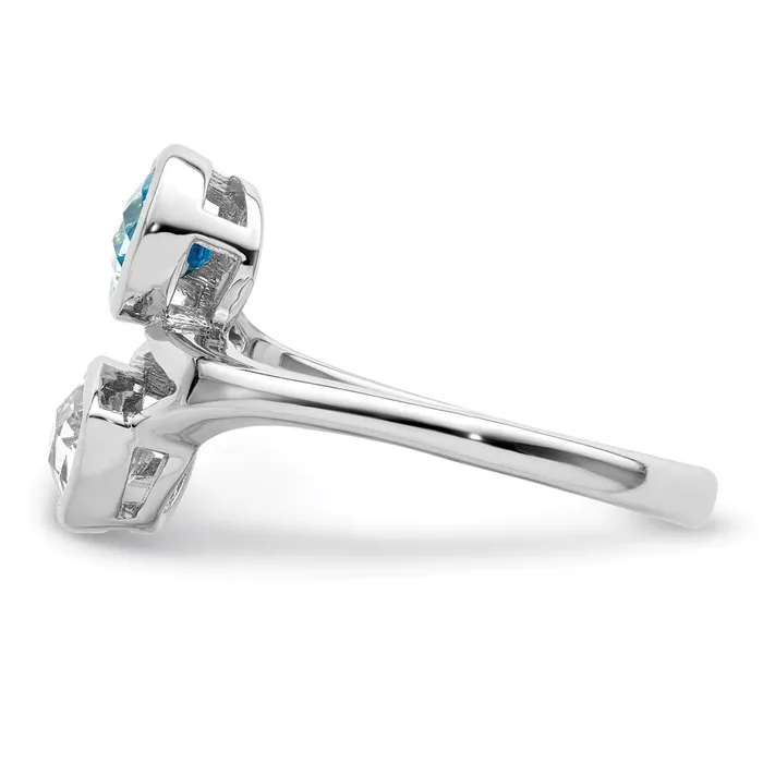 Sterling Silver Rhodiumplated Polished Blue u0026 White Topaz ByPass Ring Goldia Rings