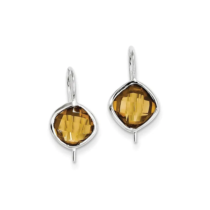 Sterling Silver Rhodium Plated Whiskey Quartz Earrings Goldia Earrings