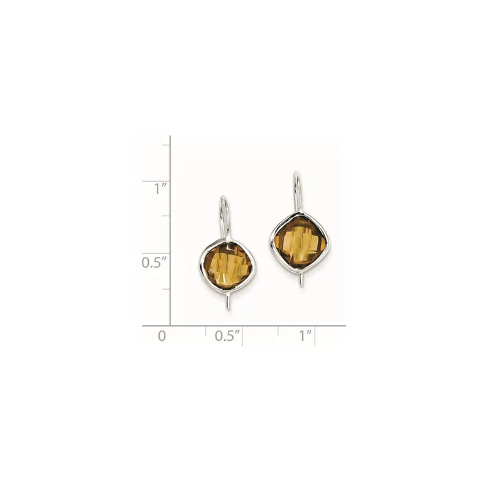 Sterling Silver Rhodium Plated Whiskey Quartz Earrings Goldia Earrings