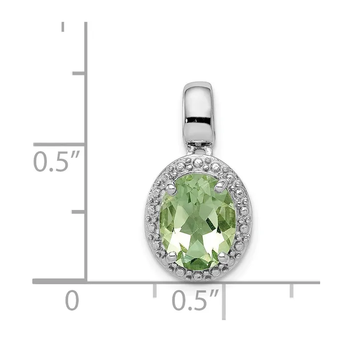 Sterling Silver Rhodiumplated with Green Quartz Oval Pendant Goldia Necklaces