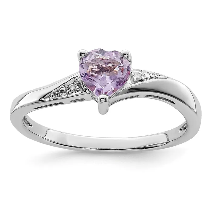 Sterling Silver Rhodium Purple Quartz Diamond Ring Goldia Rings