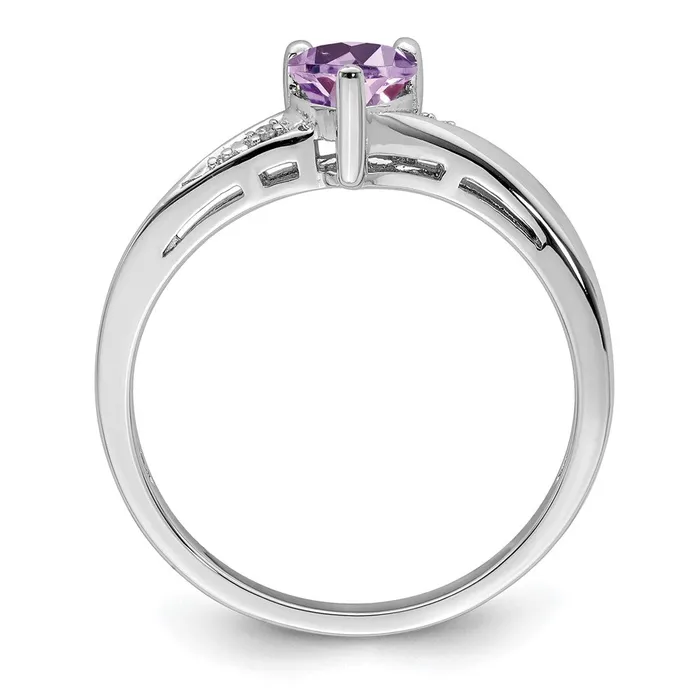 Sterling Silver Rhodium Purple Quartz Diamond Ring Goldia Rings
