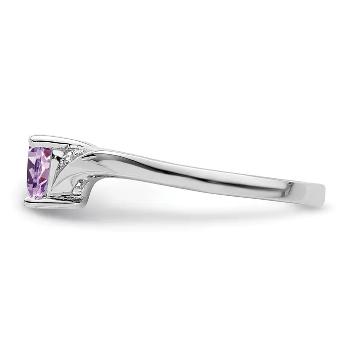 Sterling Silver Rhodium Purple Quartz Diamond Ring Goldia Rings