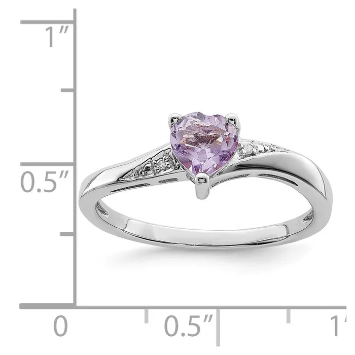 Sterling Silver Rhodium Purple Quartz Diamond Ring Goldia Rings