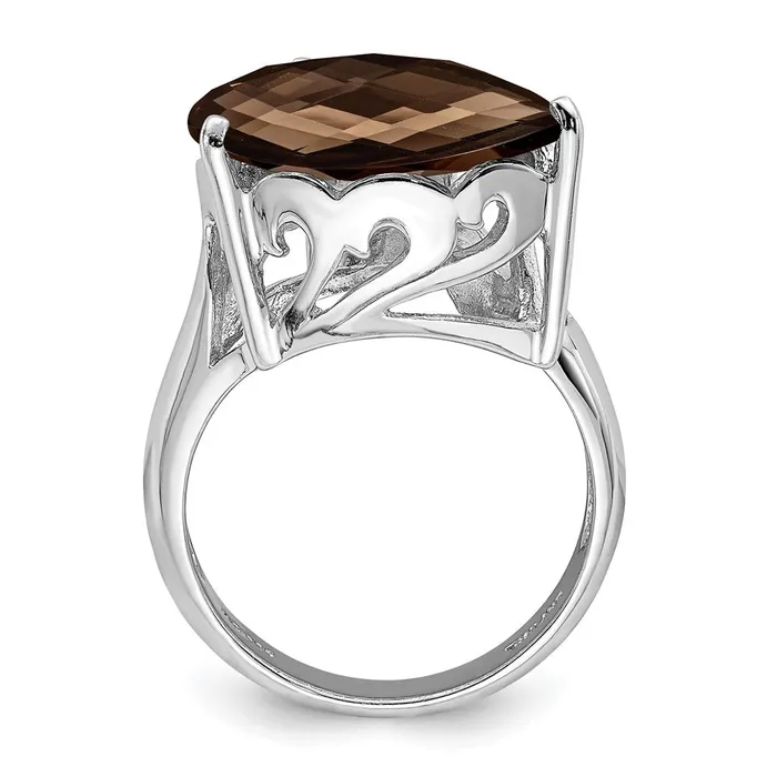 Sterling Silver Rhodium Smoky Quartz u0026 Diamond Ring Goldia Rings