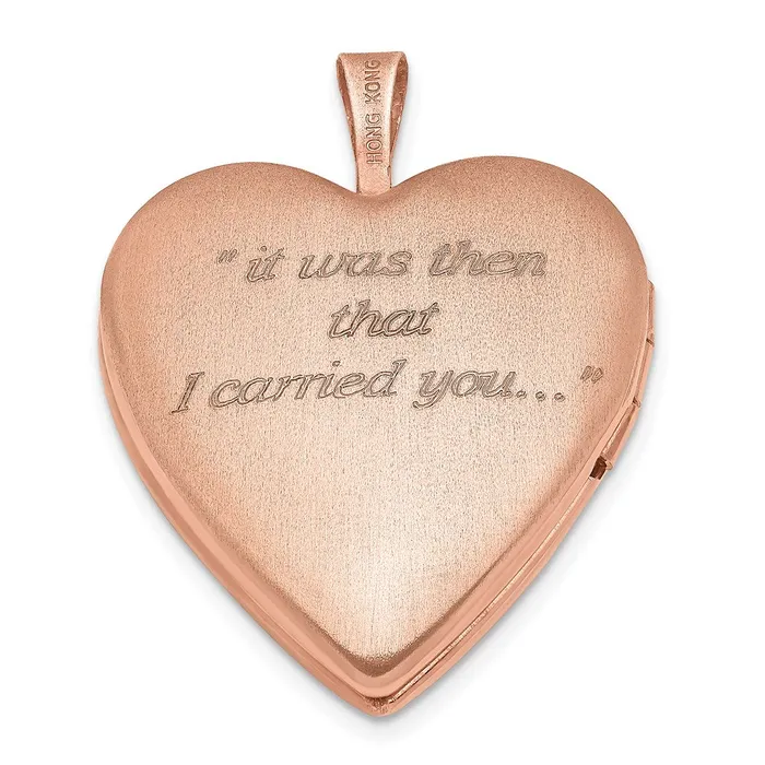 Sterling Silver Rose Goldplated 20mm w Diamond Footprints Heart Locket Goldia Rings