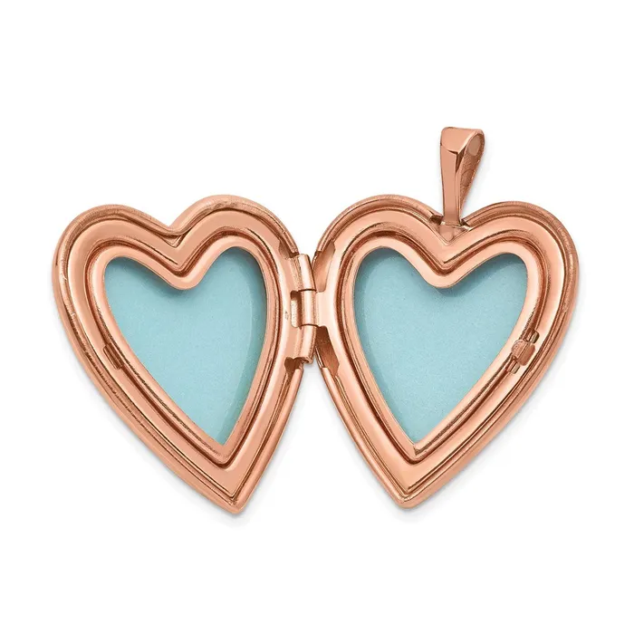 Sterling Silver Rose Goldplated 20mm w Diamond Footprints Heart Locket Goldia Rings
