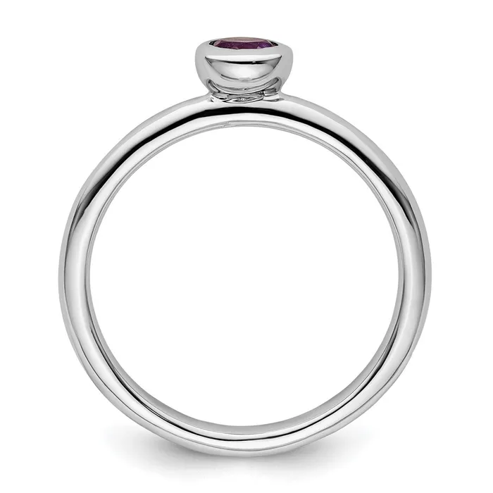 Sterling Silver Stackable Expressions Low 4mm Round Amethyst Ring Goldia Rings