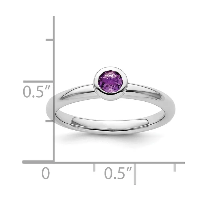 Sterling Silver Stackable Expressions Low 4mm Round Amethyst Ring Goldia Rings