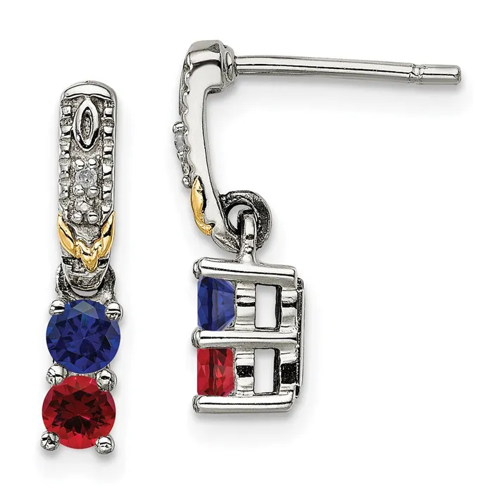 Sterling Silver u0026 14k Twostone and Diamond Mothers Earring Goldia Earrings