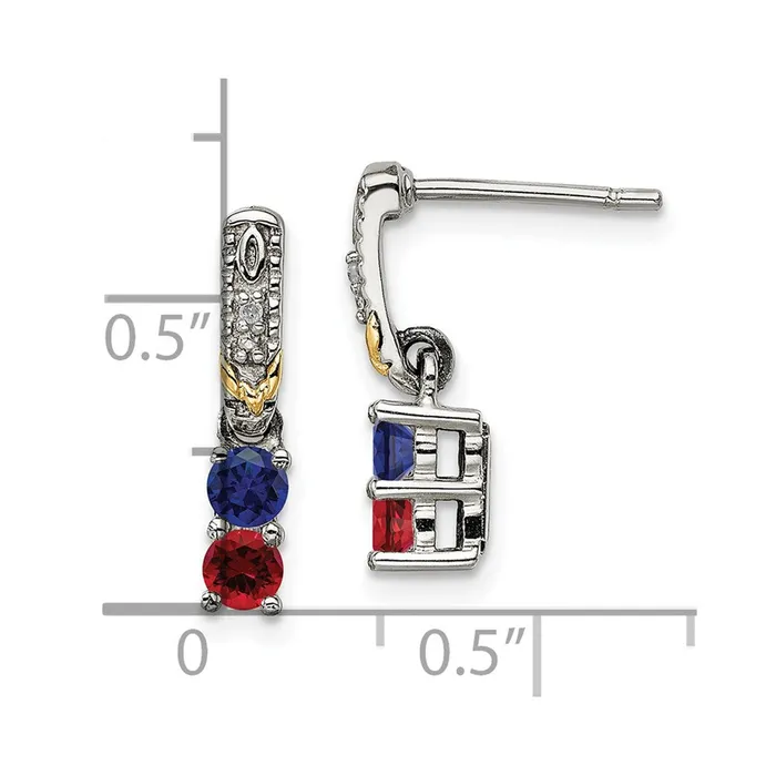 Sterling Silver u0026 14k Twostone and Diamond Mothers Earring Goldia Earrings