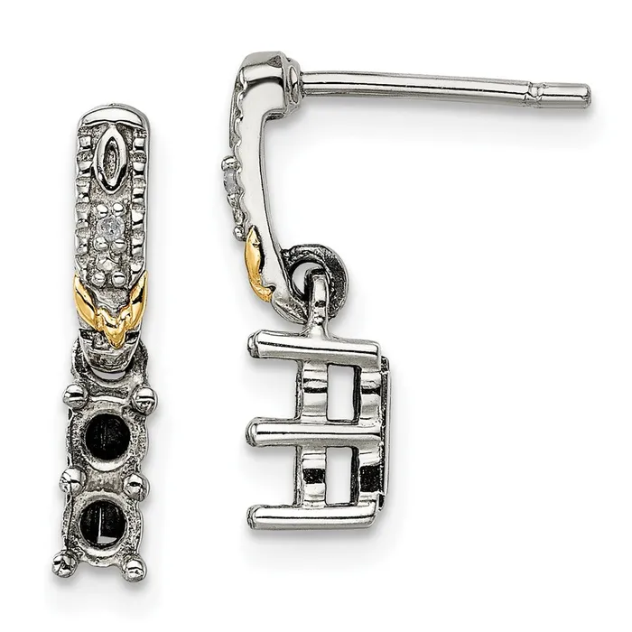 Sterling Silver u0026 14k Twostone and Diamond Mothers Earring Goldia Earrings
