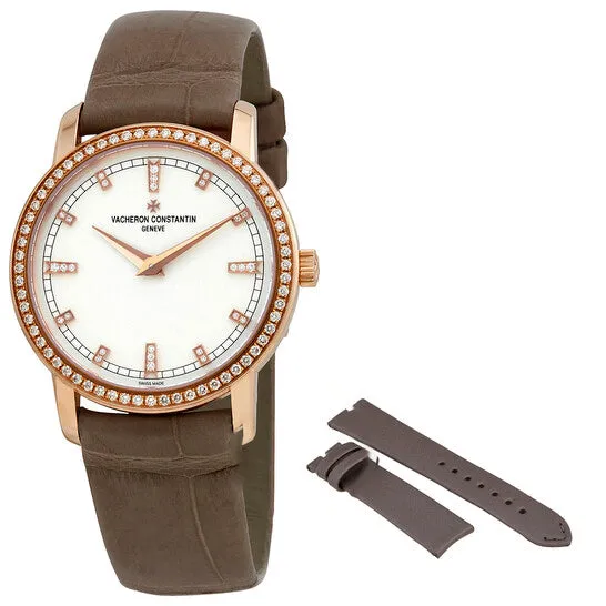 Watches JMS always Original Vacheron Constantin Traditionnelle 18kt Rose Gold Silver Dial Diamond Beige Leather Ladies Watch 25558000R9406 Watches JMS always Original Vacheron Constantin Traditionnelle 18kt Rose Gold Silver Dial Diamond Beige Leather Ladies Watch 25558000R9406