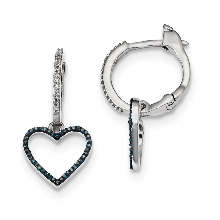 White Night Sterling Silver Rhodiumplated Blue and White Diamond Heart Hinged Hoop Earrings Goldia Earrings White Night Sterling Silver Rhodiumplated Blue and White Diamond Heart Hinged Hoop Earrings Goldia Earrings